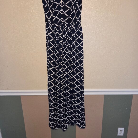 A'gaci Women's Large Long Black and White Striped Dress - Picture 3 of 12